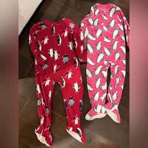 Carter's Red and Pink Penguin Footies